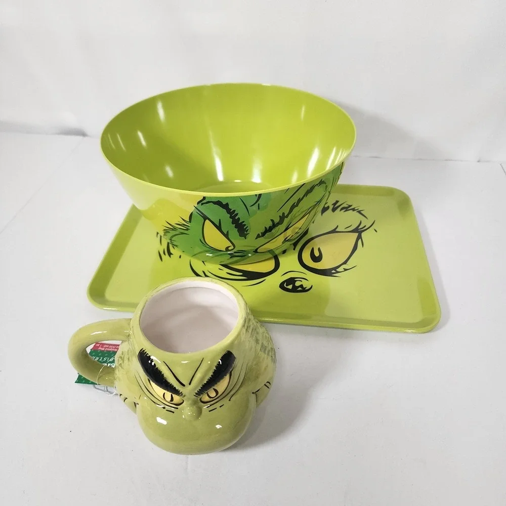 2023 Dr Seuss Grinch Tray Bowl Mug Set Christmas Tableware
